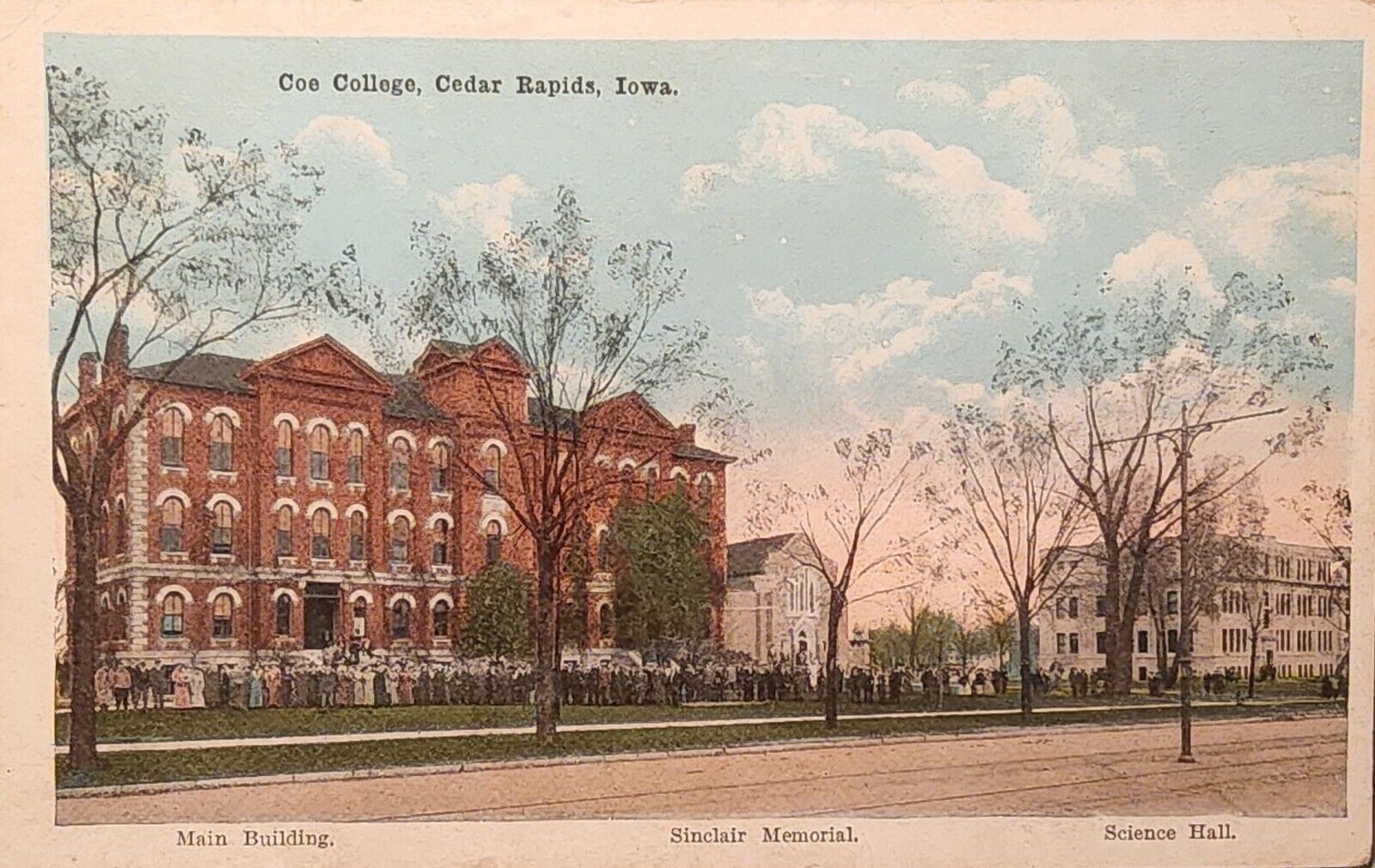 1921 Postcard ~ Sinclair, Science Bldg. Coe College, Cedar Rapids, Iowa. #-3622