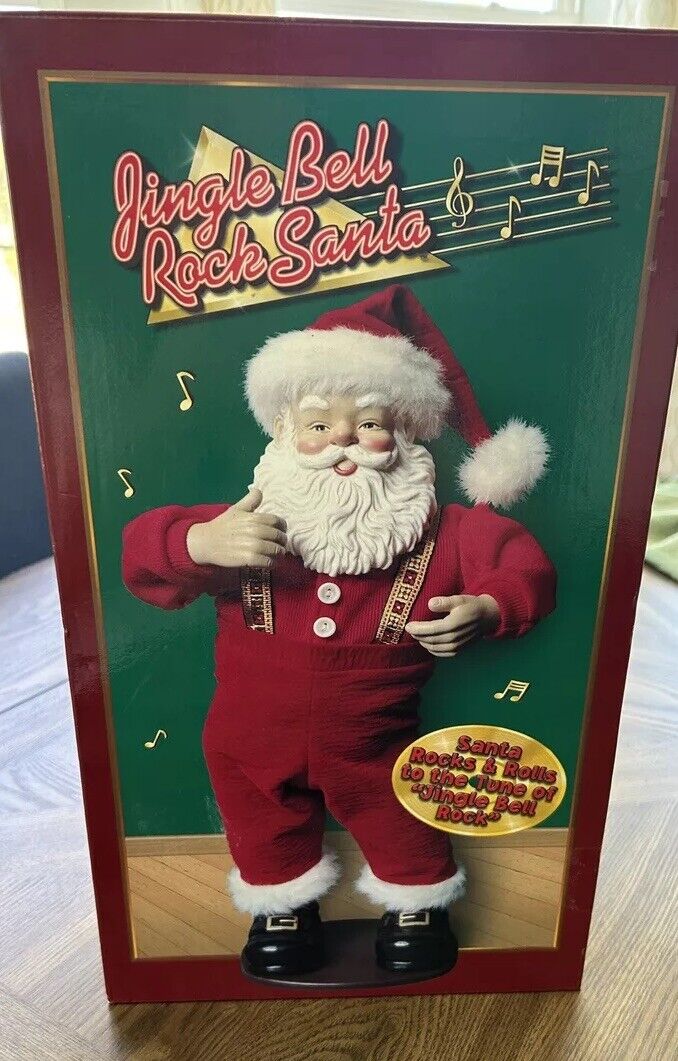 NIB Rock Santa Claus Collectibles Jingle Bell Rock Animated 1998 Edition New Box