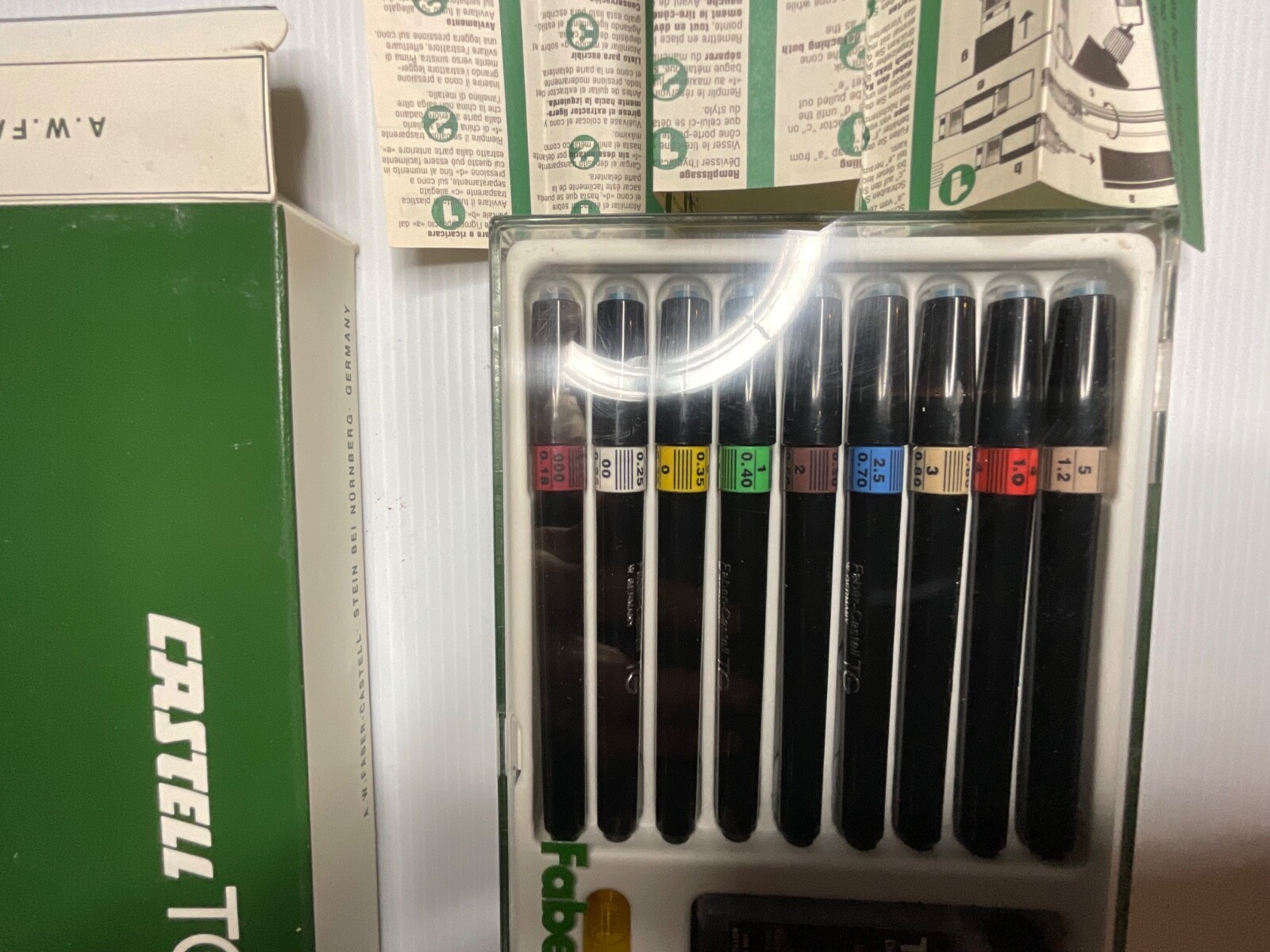 NOS Faber-Castell TG Technical Pens – 9 Sizes – Vintage West Germany
