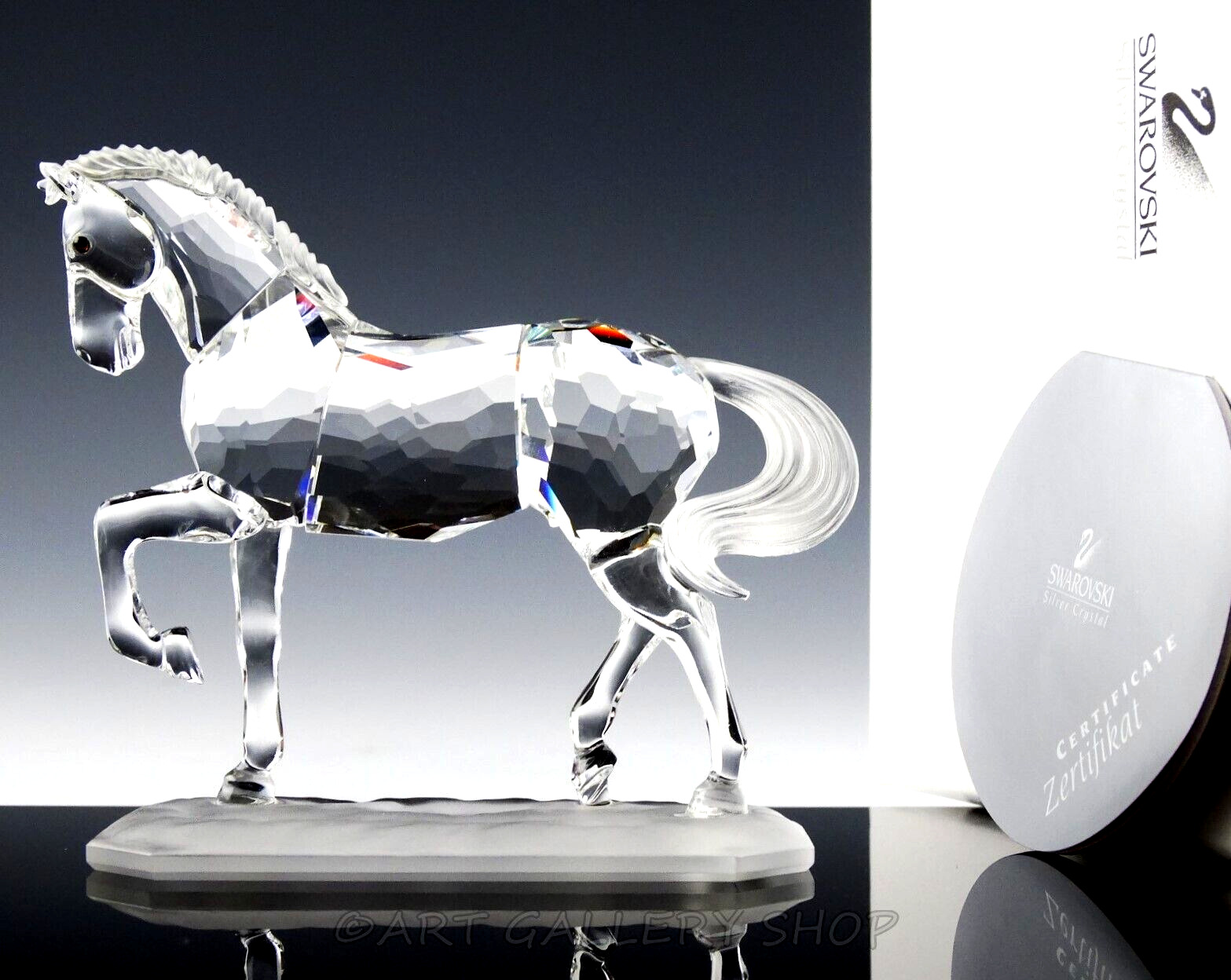 Swarovski Austria Crystal Figurine #221609 ARABIAN STALLION HORSE Mint Box & COA