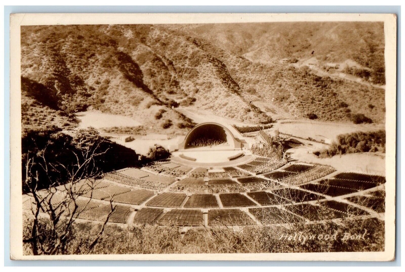 c1920's Hollywood Bowl Outdoor Theater California CA RPPC Photo Postcard