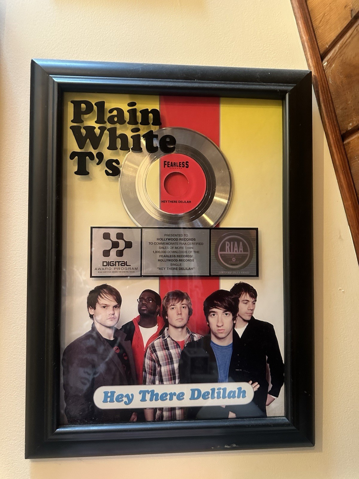 Hey There Delilah Plain White Tees Platinum Plaque Rare Hey There Delilah Plain White Tees Platinum Plaque Rare