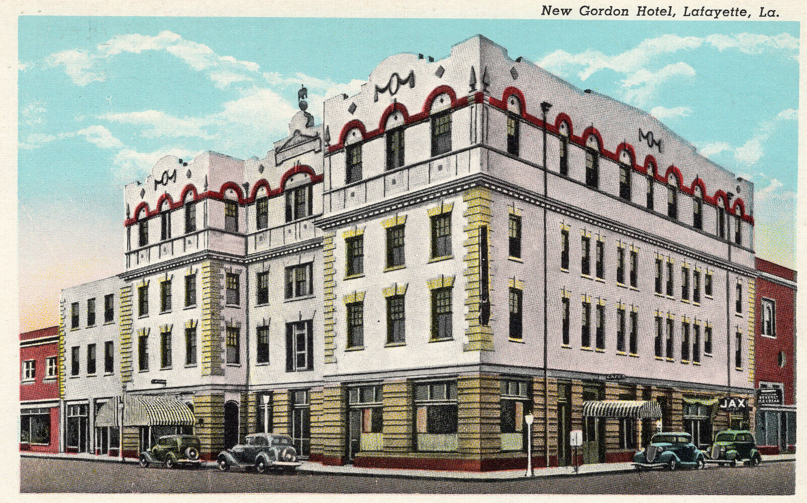 1935 Era Curteich Linen Lafayette LA New Gorgon Hotel Publ Toler News CO Crowley