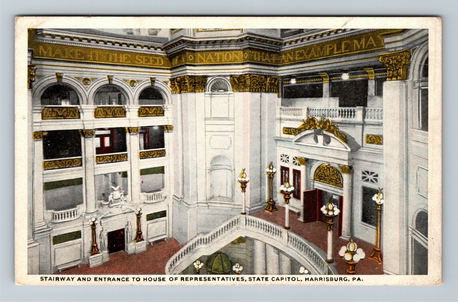 Harrisburg PA-Pennsylvania, Staircase in State Capital, c1920 Vintage Postcard