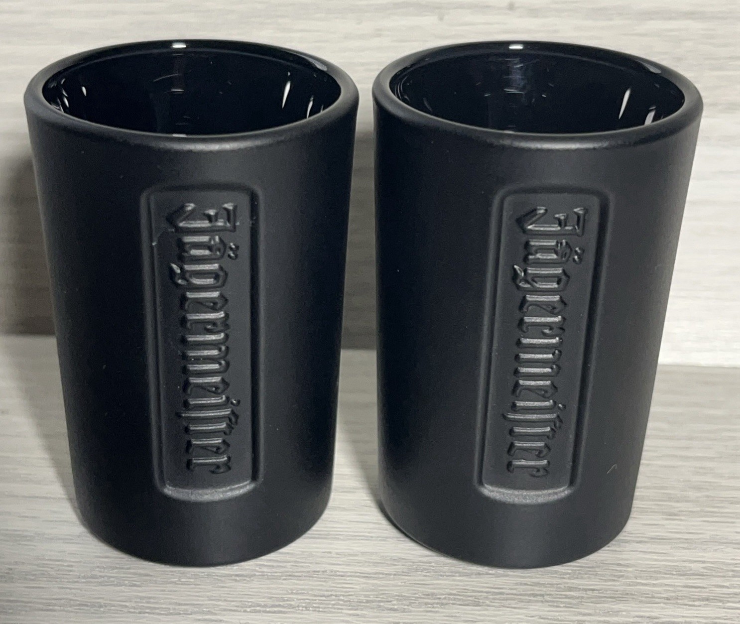 Jagermeister Black Frosted Shot Glass Jager Logo (Lot Of 2)