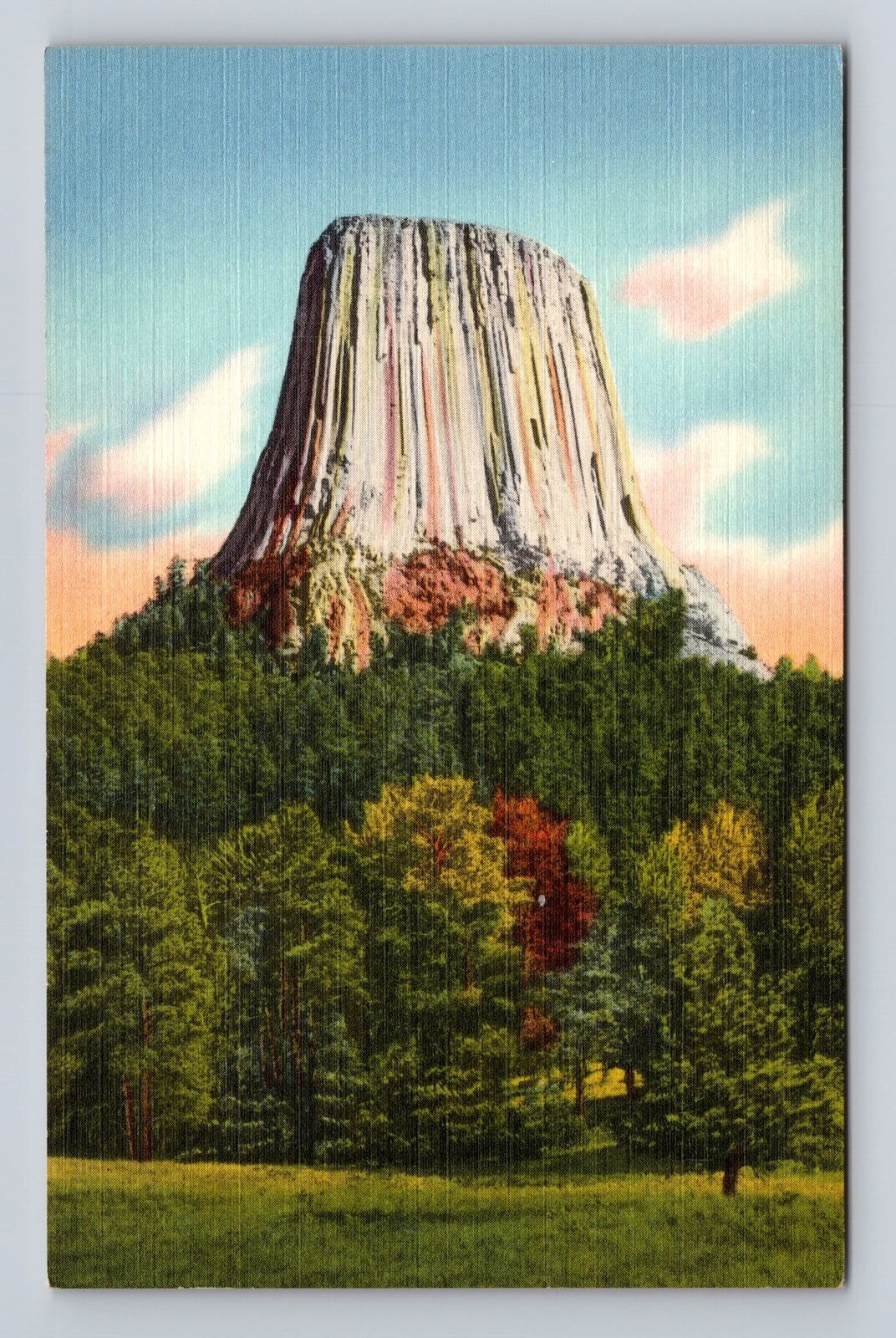 Devil's Tower WY-Wyoming, The Devil's Tower, Antique, Vintage Souvenir Postcard