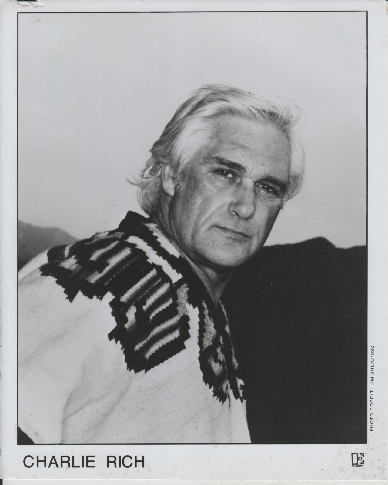 Country Rockabilly Singer Songwriter CHARLIE RICH B&W 8x10 Publicity PHOTO 1980
