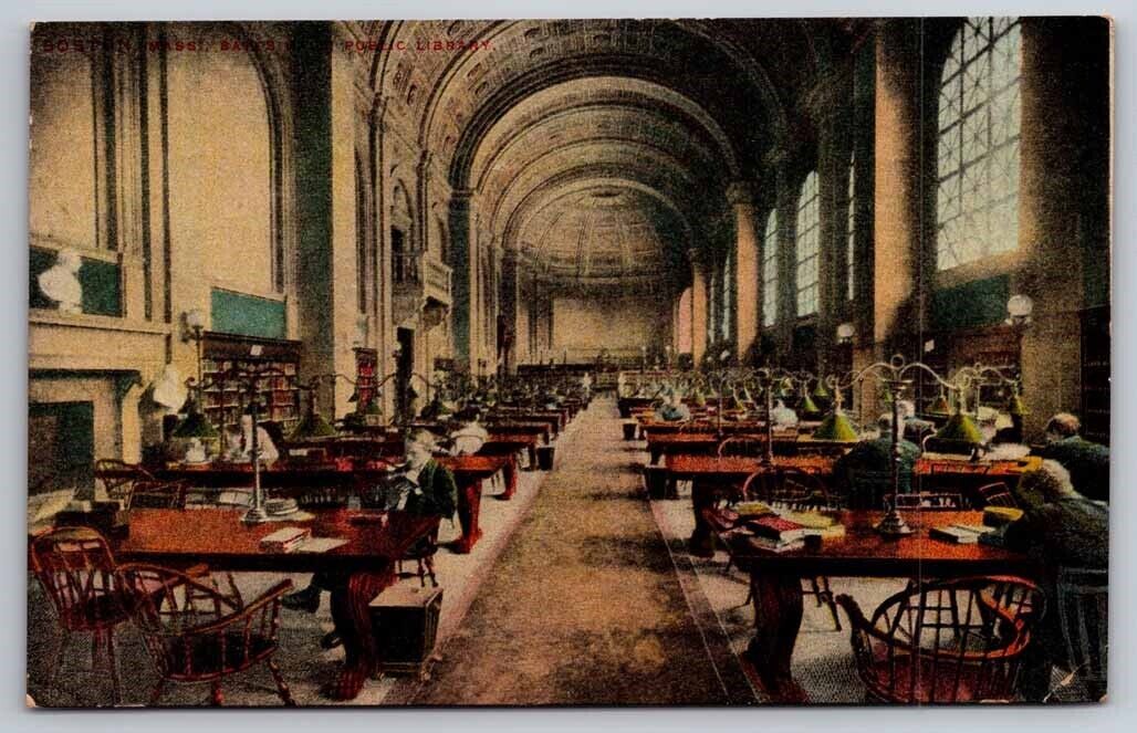 Bates Hall Public Library Boston MA Massachusetts c1917 Postcard 