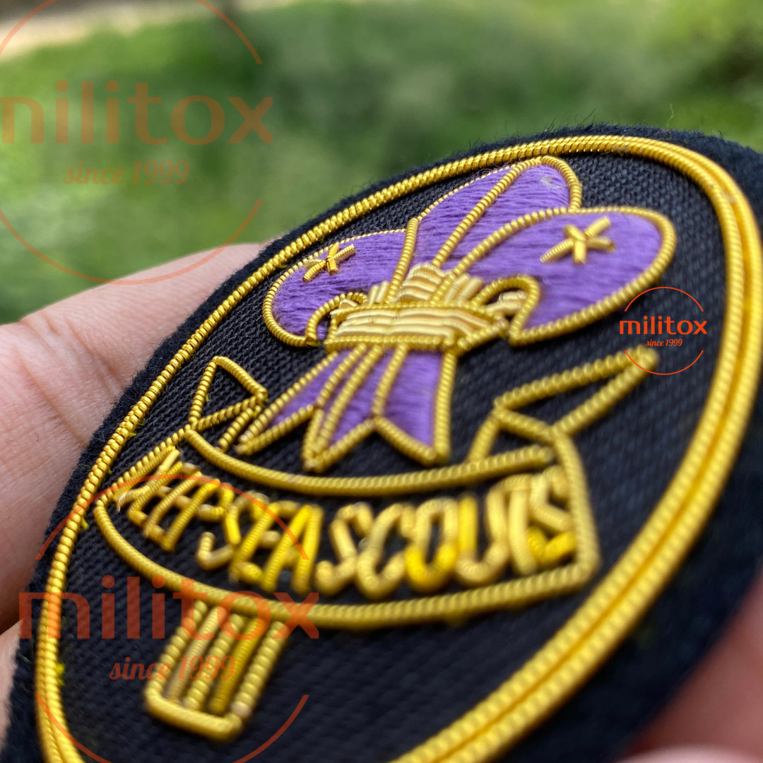 New Deep Sea Scouts Hand Embroidered Bullion Wire Blazer Badge,Royal Crest, New Deep Sea Scouts Hand Embroidered Bullion Wire Blazer Badge,Royal Crest,
