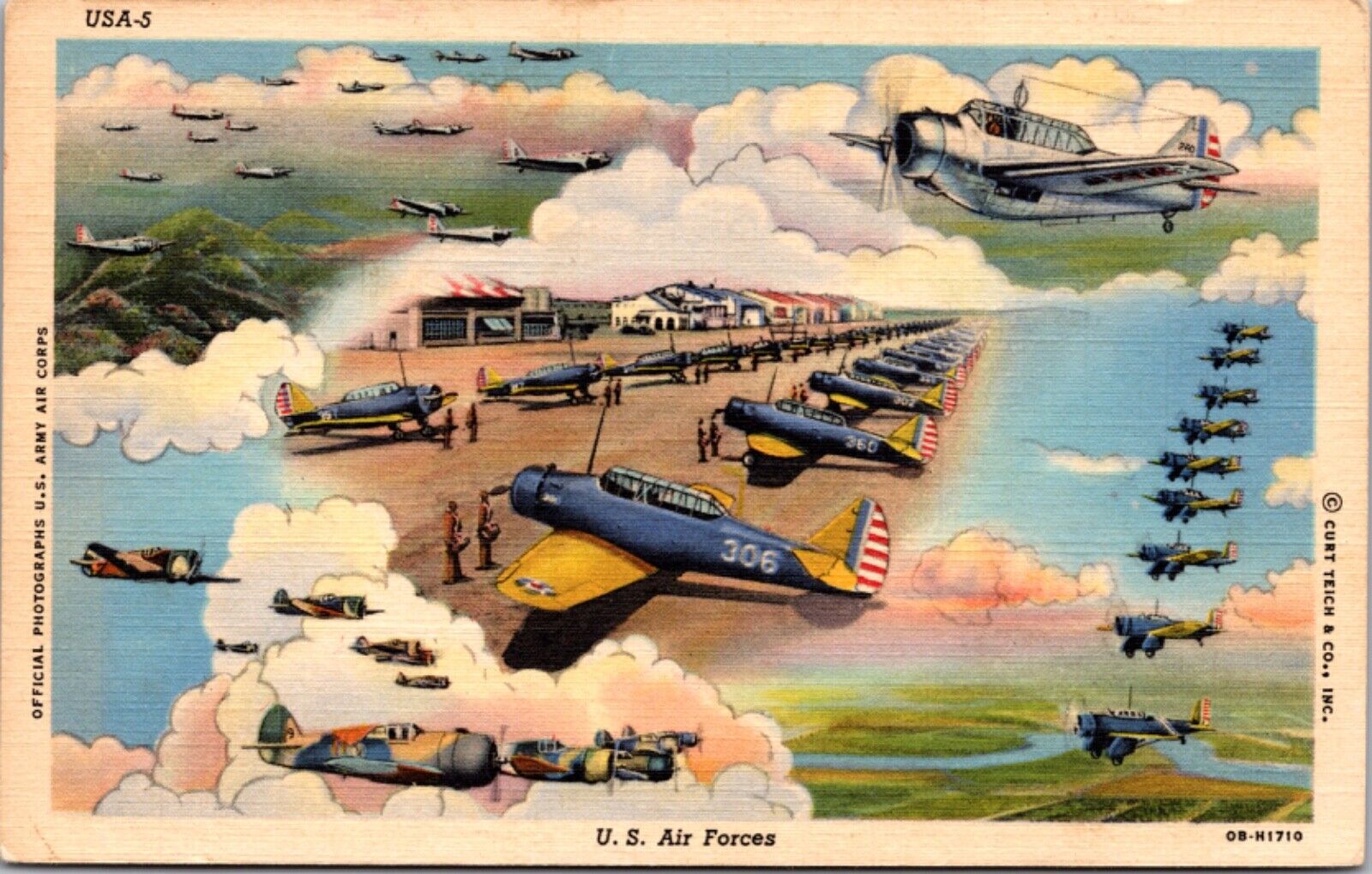 Linen Postcard United States Air Forces Airplanes