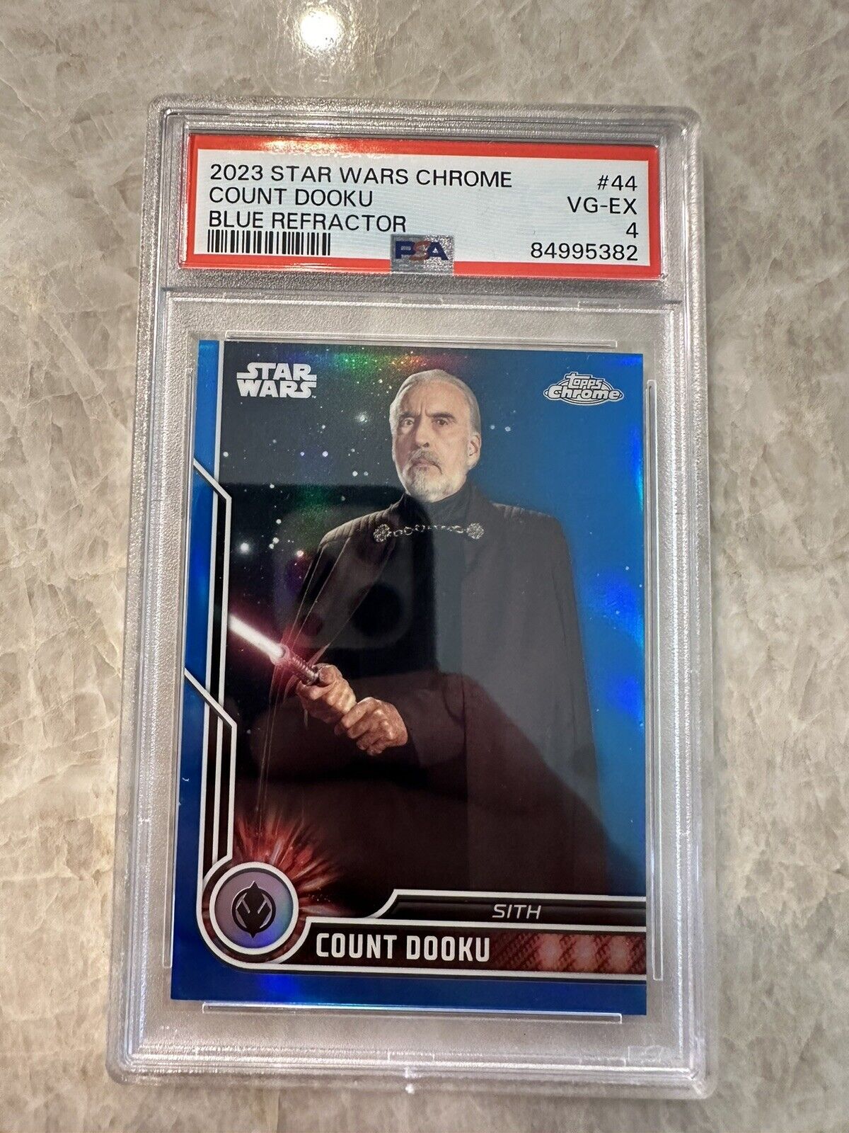 2023 Topps Chrome Star Wars Count Dooku Blue Refractor Sith /199 PSA 4 Rare