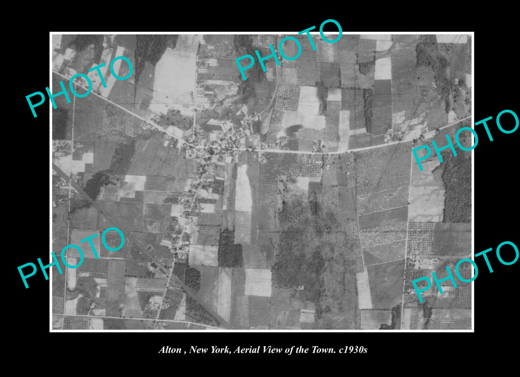 OLD LARGE HISTORIC PHOTO ALTON NEW YORK AERIAL VIEW OF THE TOWN c1930