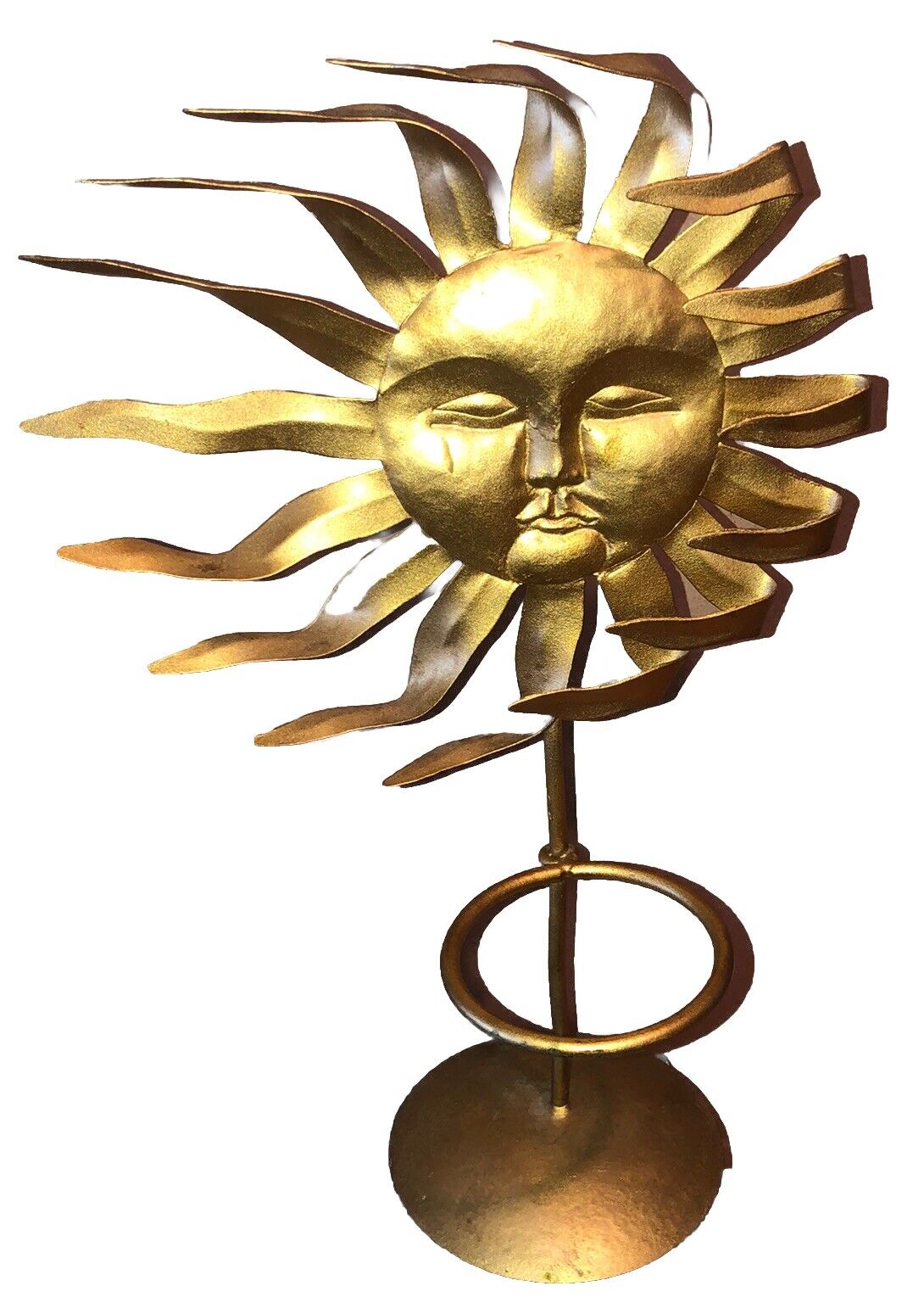 Fantastic Metal Gold 15 Inch Sun Candle Holder With Blown Hair Well Rays Lol ￼