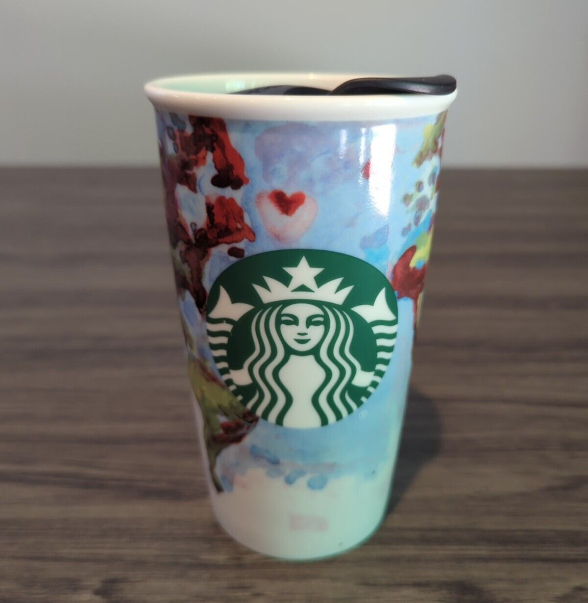 Starbucks 2015 Shelby Kregel Watercolor World Map Travel Ceramic Tumbler   12 Oz
