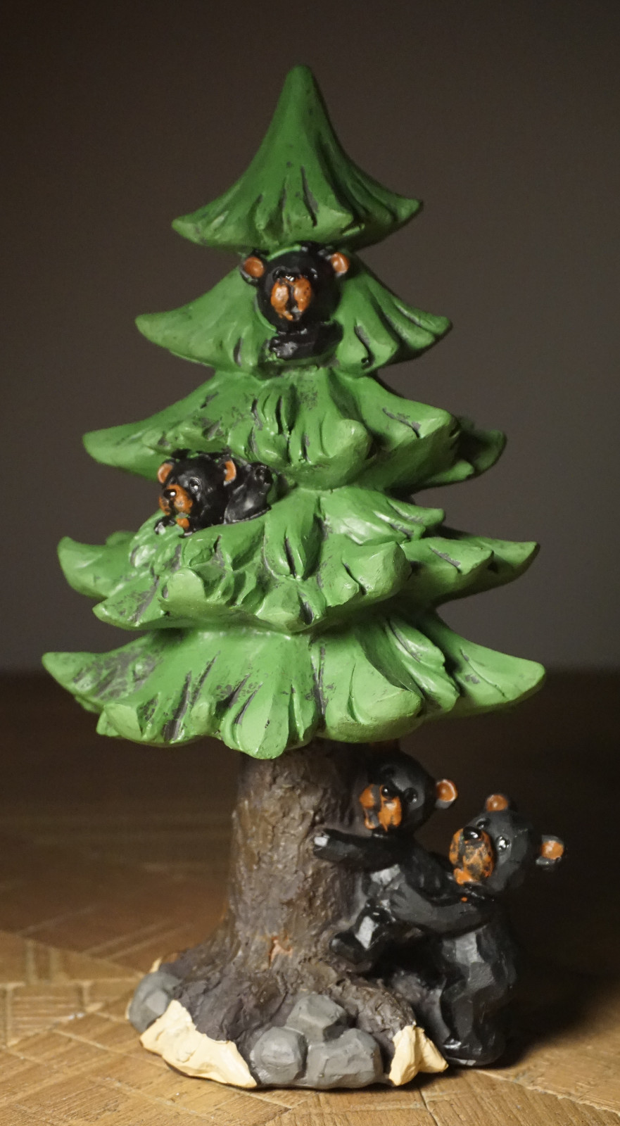 Black Bear Cubs Pine Tree Figurine Statue Rustic Cabin Lodge Wildlife Decor New Black Bear Cubs Pine Tree Figurine Statue Rustic Cabin Lodge Wildlife Decor New