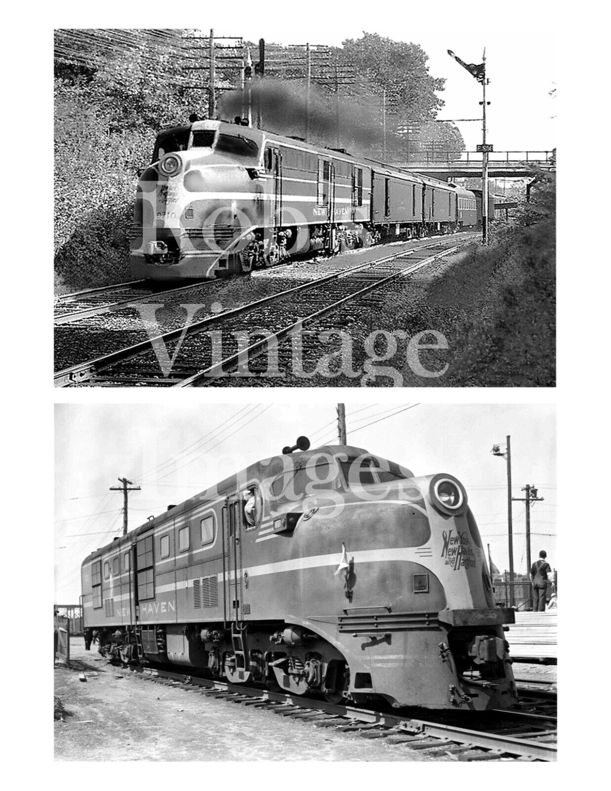 New York Hartford New Haven Photo DL109 Locomotives Double Image-1 page Railroad