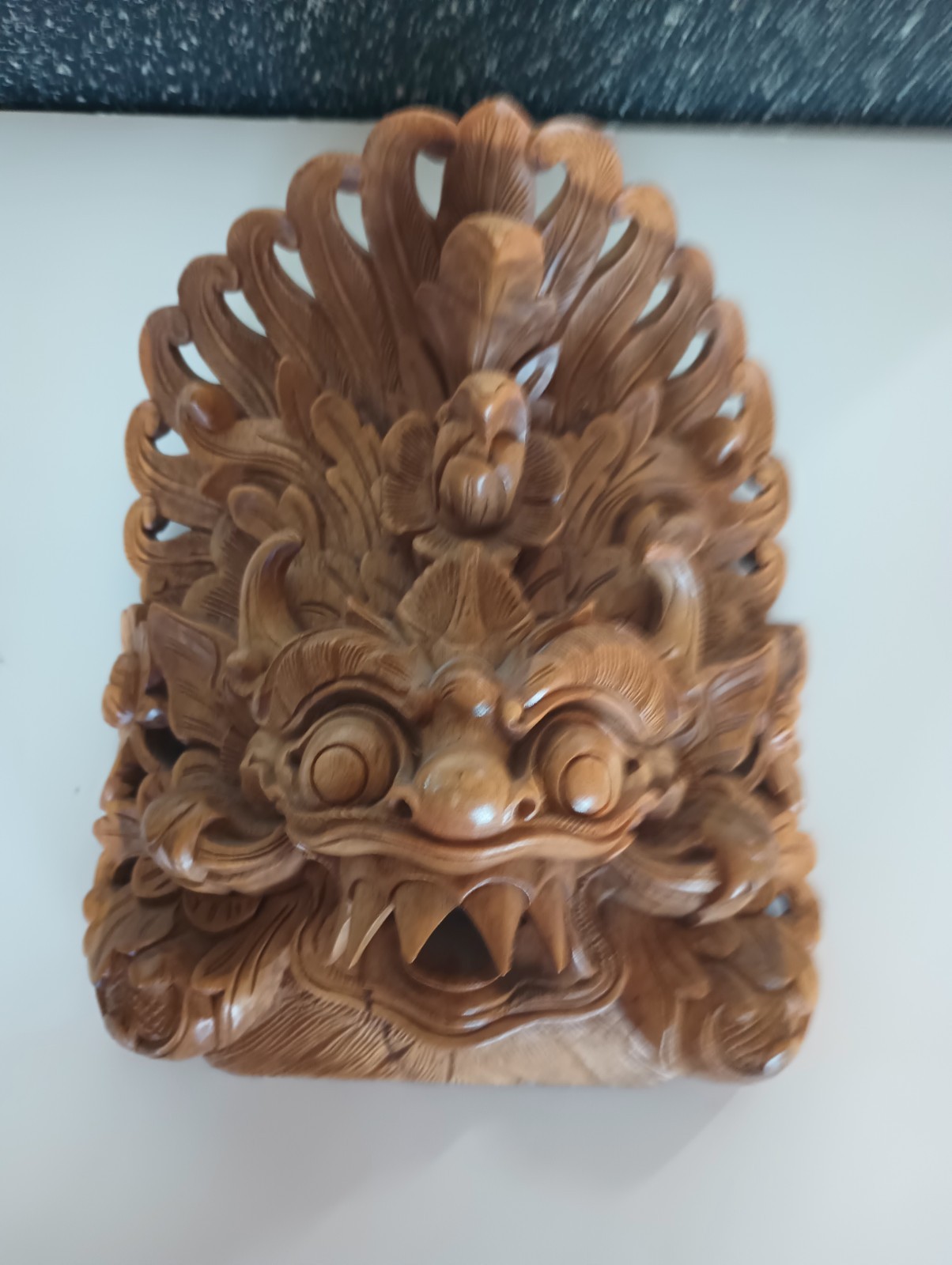 Balinese Barong Sai Carved Wooden Mask Protective, King Of Spirits, 10\