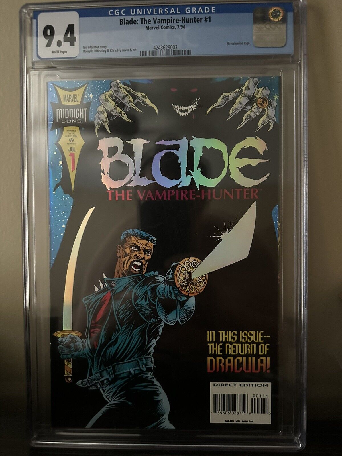 Blade: The Vampire Hunter #1 CGC 9.4 White pages Holochrome cover 1st Solo