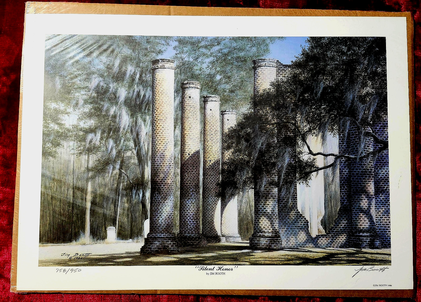 JIM BOOTH SIGNED PRINT ~ 1986 SILENT HONOR 758/950 ~ 20 1/2 X 14 1/2 READ