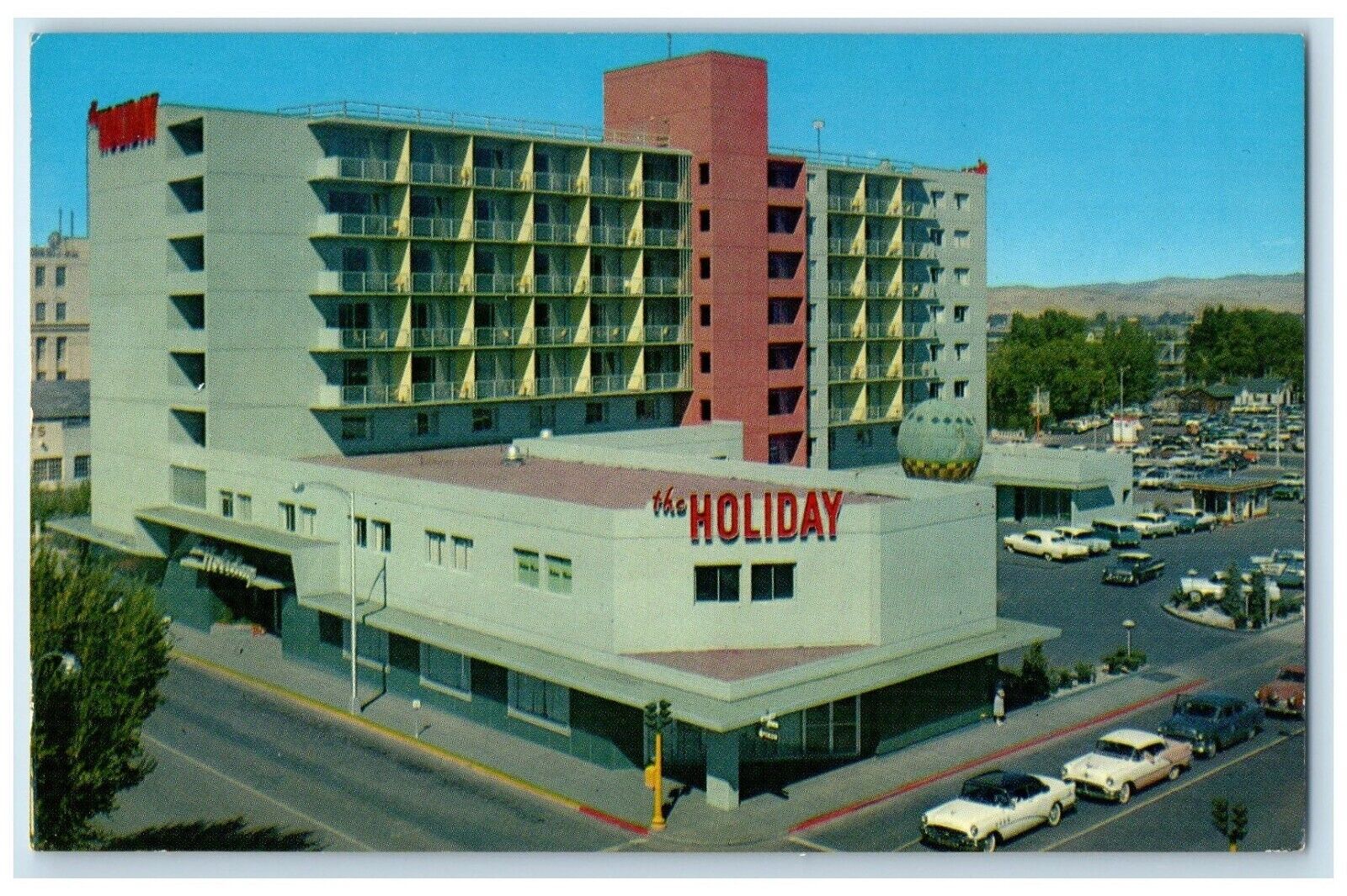 c1960's Holiday Hotel Building Cars Street View Reno Nevada NV Vintage Postcard