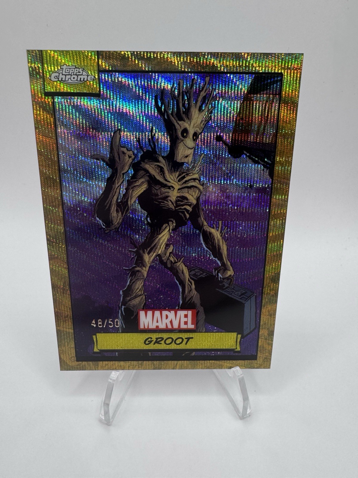 2024 Topps Chrome Marvel #70 GROOT - Gold Wave Refractor /50 2024 Topps Chrome Marvel #70 GROOT - Gold Wave Refractor /50
