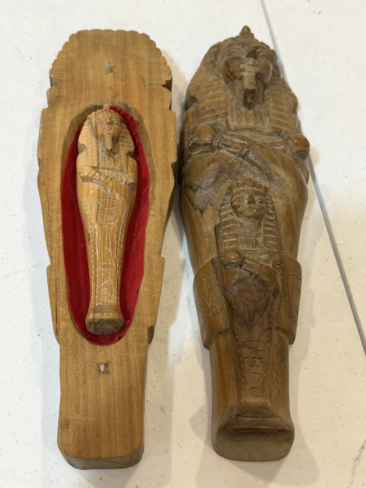 Vintage solid wood Mummie vintage Eyptian museum souvenier