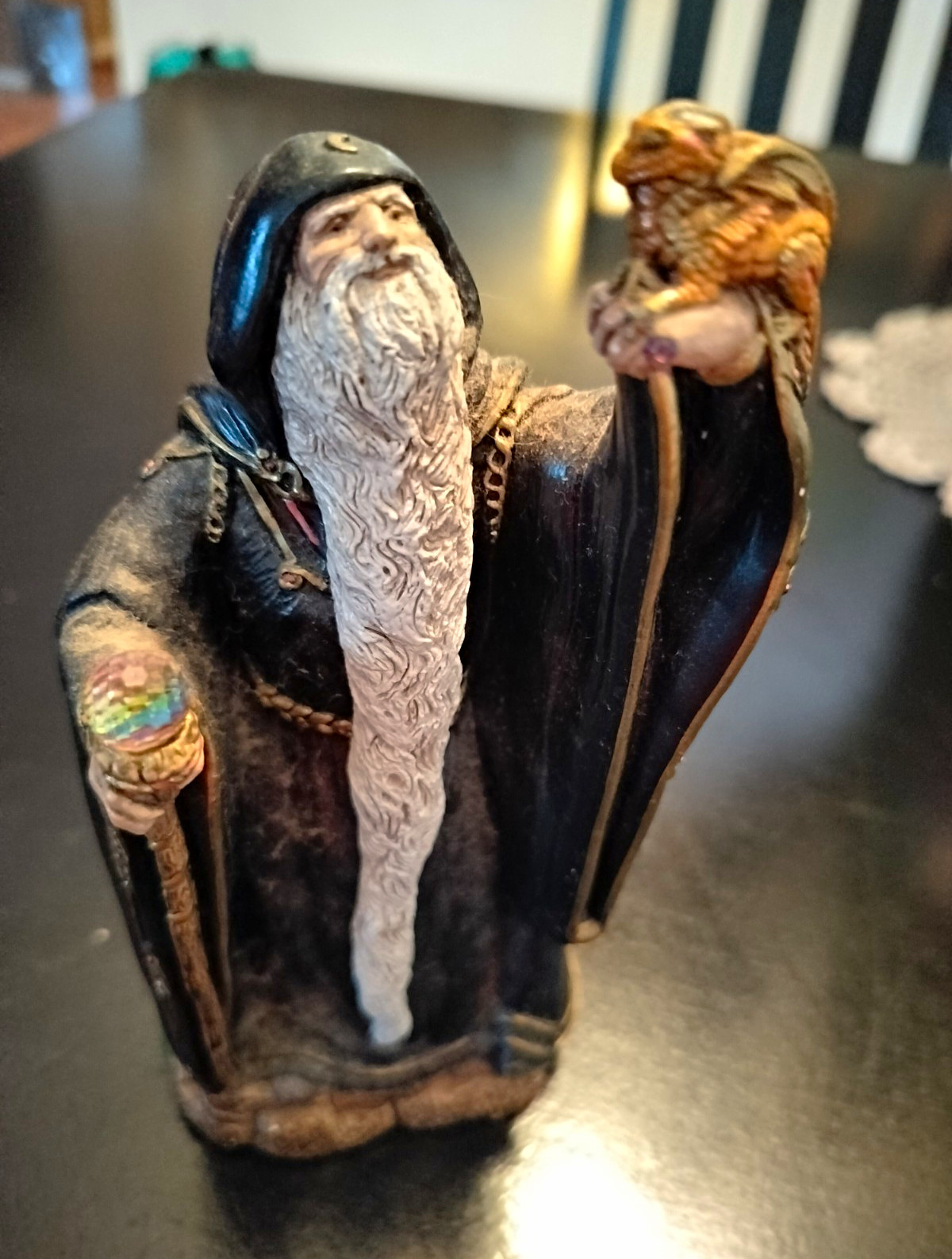 Windstone Editions Fantasy Wizard Figurine with Owl & Dragon