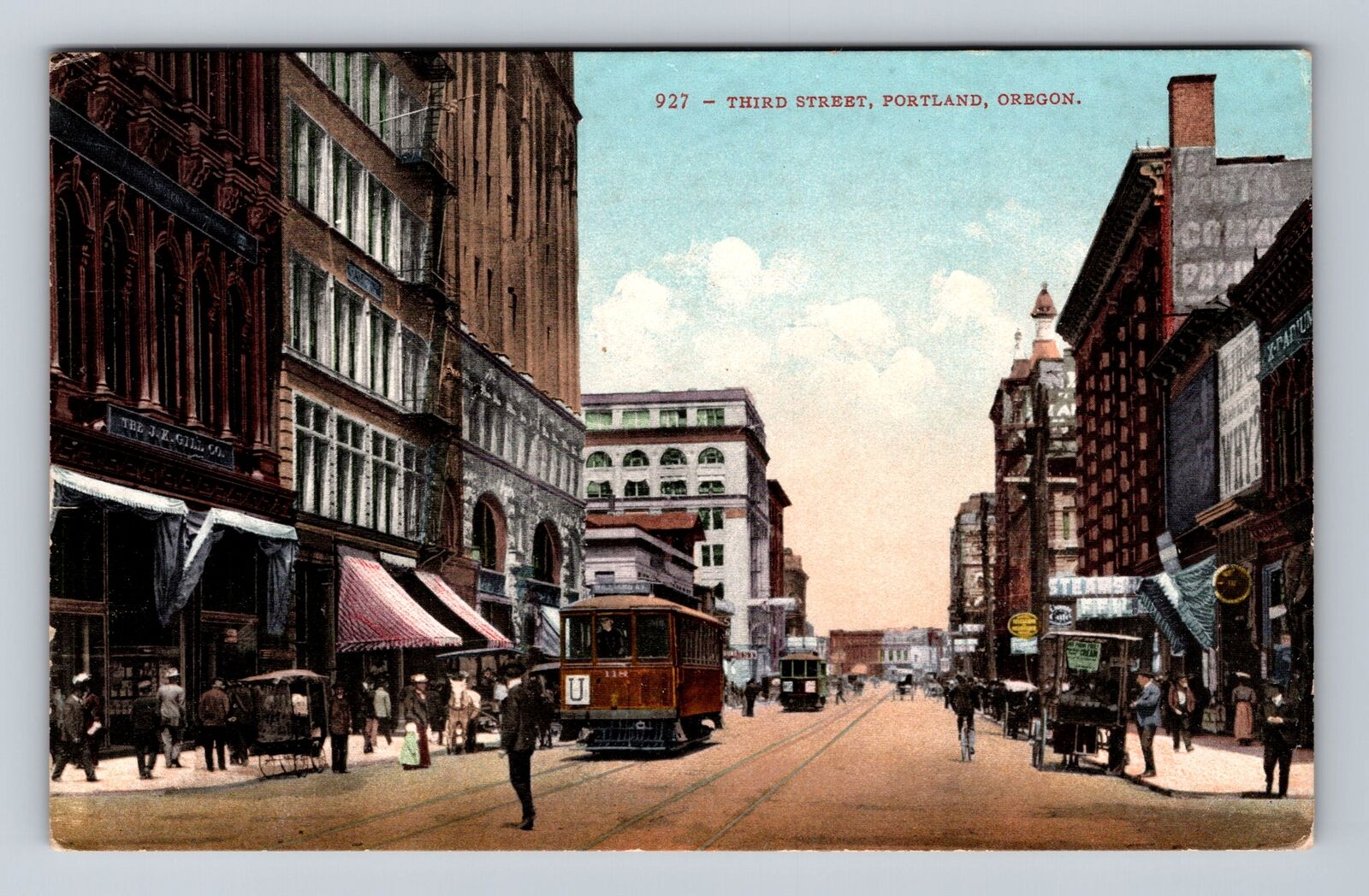 Portland OR-Oregon, Third Street, Advertisement, Antique, Vintage Postcard