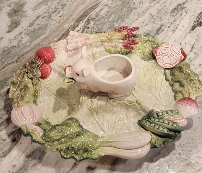 NEW VTG Fitz & Floyd French Market Pig 4 Sectioned Serve Platter Tray 18\ NEW VTG Fitz & Floyd French Market Pig 4 Sectioned Serve Platter Tray 18\