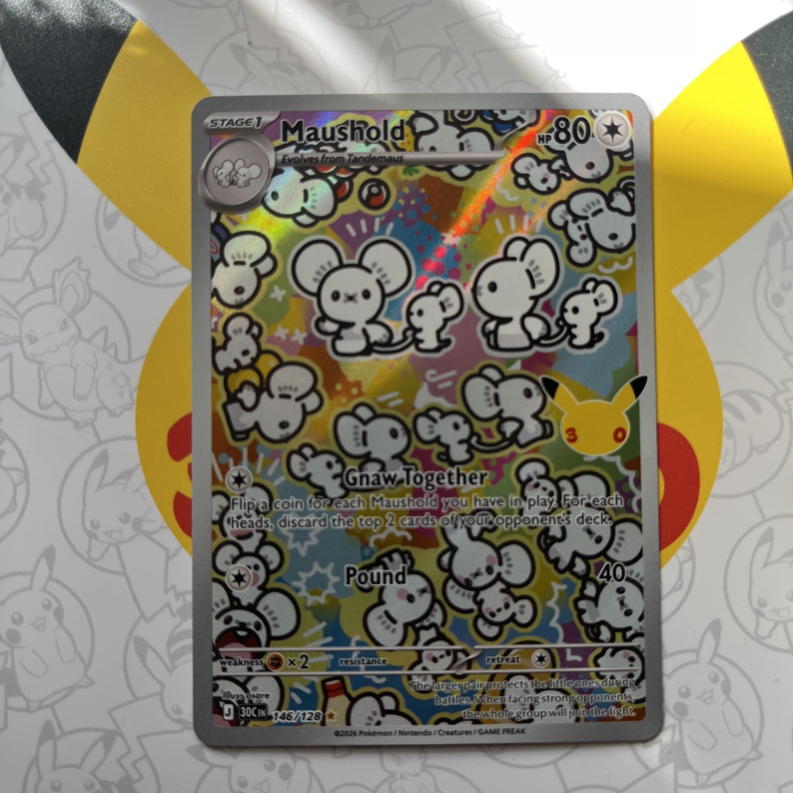 Pokemon TCG 30th anniversary Maushold 146/128 Holo Illustration Rare EN 2026 Pokemon TCG 30th anniversary Maushold 146/128 Holo Illustration Rare EN 2026