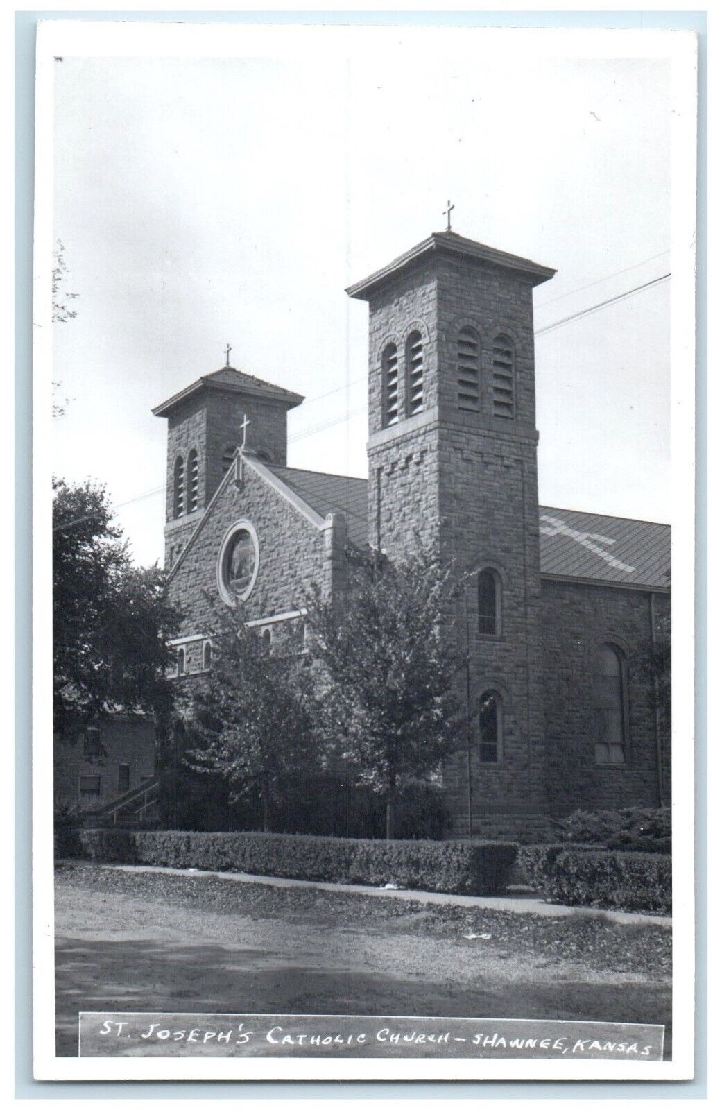 c1950's St. Joseph's Catholic Church Shawnee Kansas KS RPPC Photo Postcard