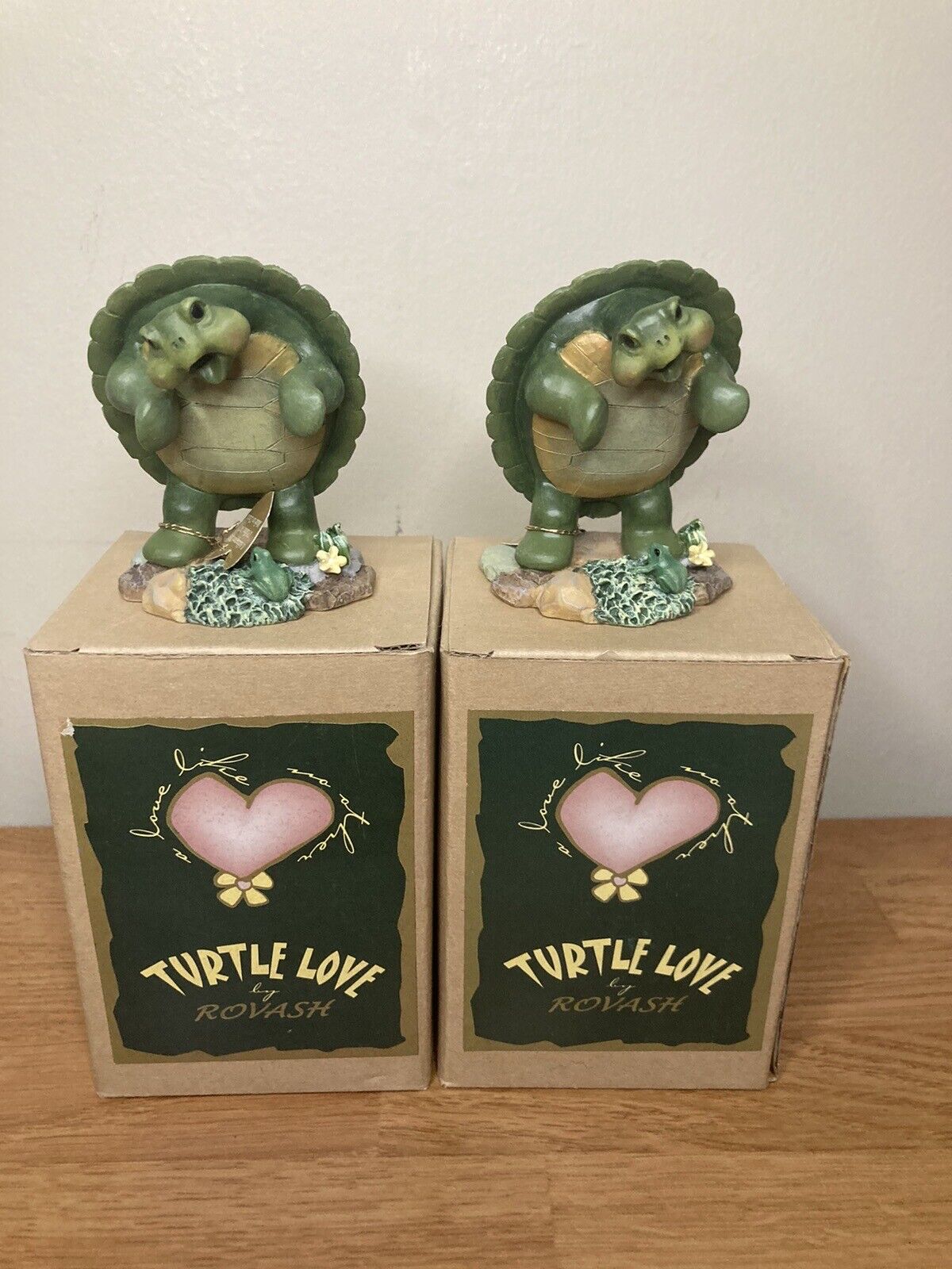 Vintage Turtle Love By Rovash “Give Love One More Chance” 3 in. Tall ,Lot Of 2