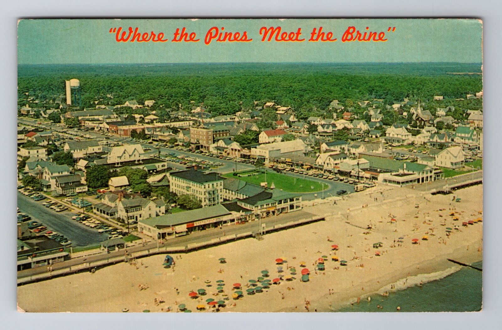 Rehoboth Beach DE-Delaware, Aerial of Rehoboth Beach, Vintage Souvenir Postcard