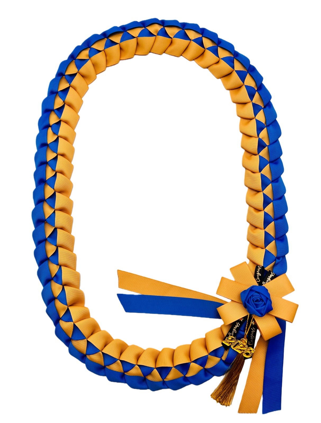 IndieCraft Grosgrain 2026 Ribbon Graduation Leis-Royal blue & Old gold