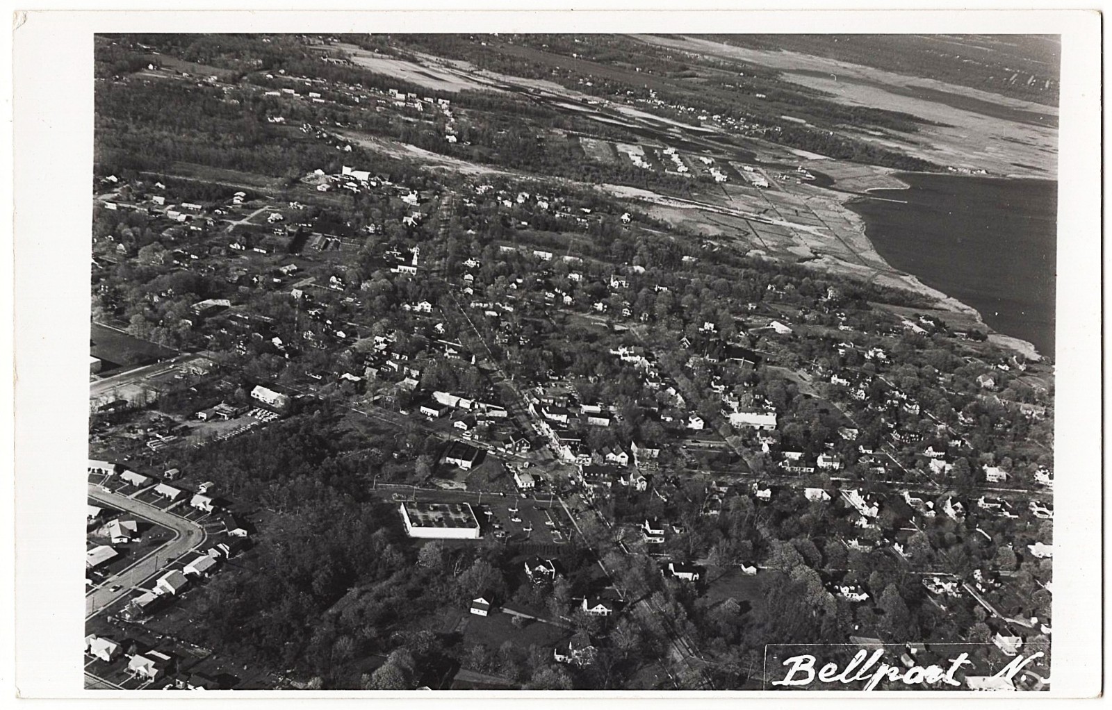 real photo Bellport LI NY - Aerial View 1950s postcard RPPC real photo Bellport LI NY - Aerial View 1950s postcard RPPC