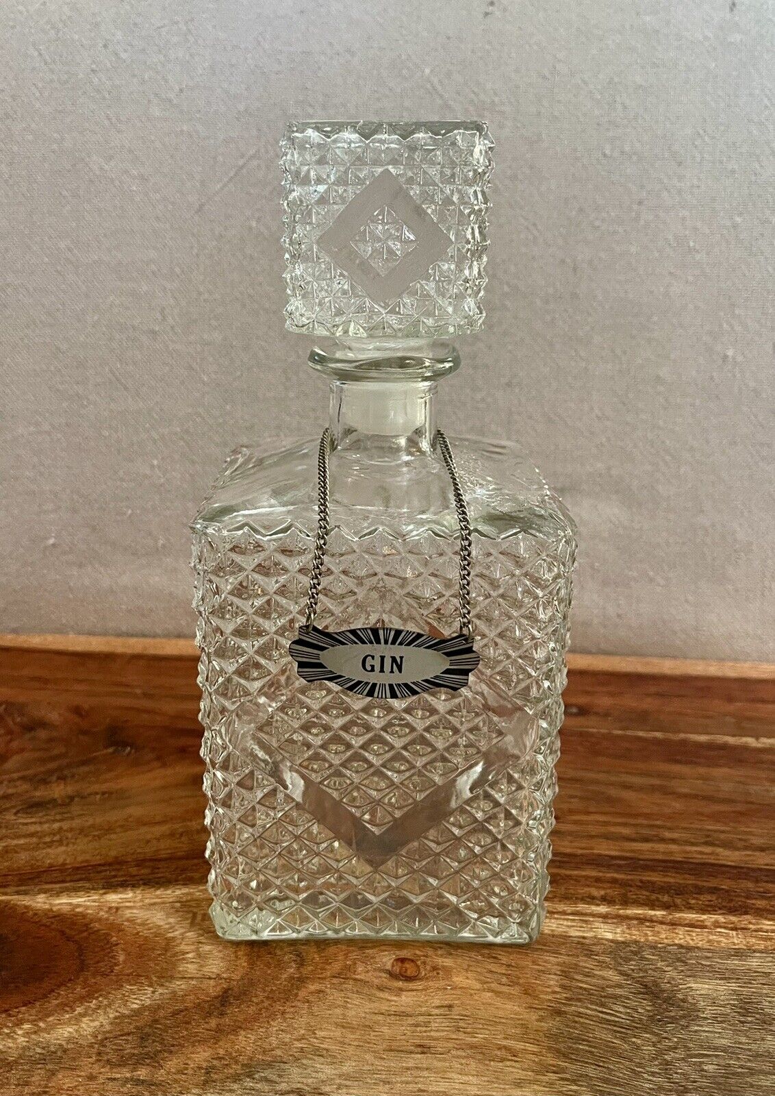 Vintage 1960’s Mid Century I.W. Harper Gin Decanter With Stopper And Tag