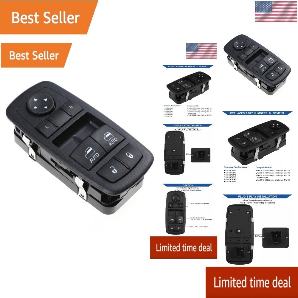 2015-22 Dodge Challenger Driver Side Window Switch–Compatible Replacement