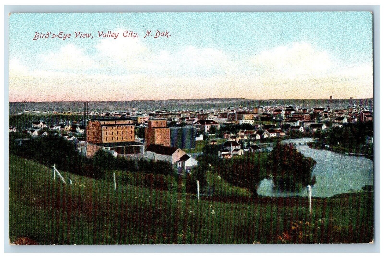 Valley City North Dakota Postcard Birds Eye View Exterior c1910 Vintage Antique