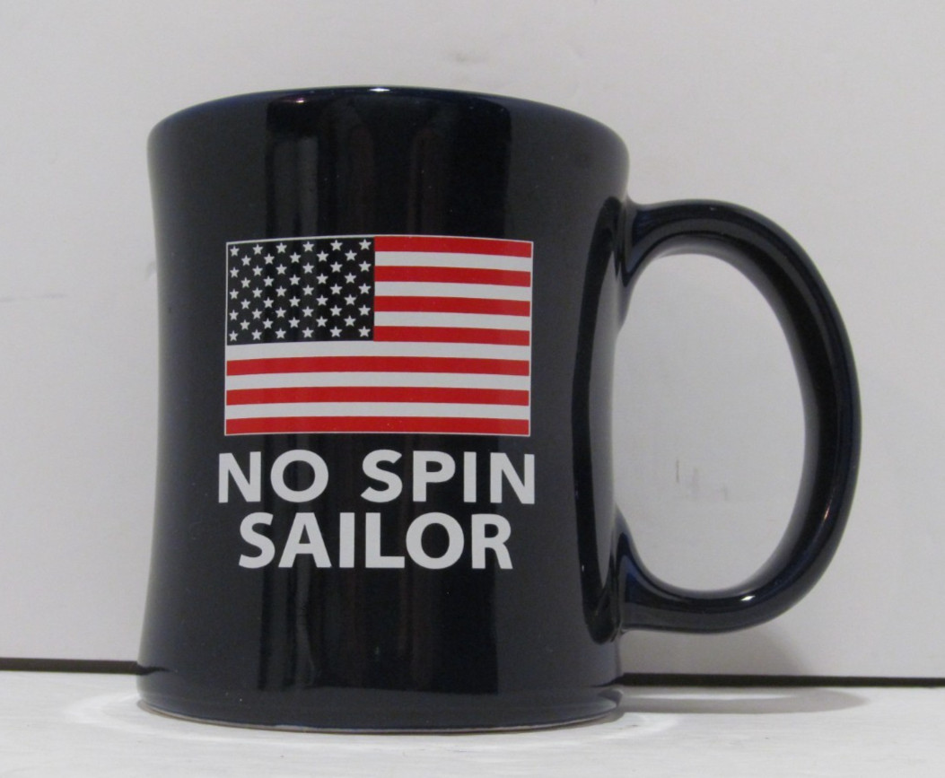 NO SPIN SAILOR O\'Reilly\'s No Spin Zone Navy Blue 14 Oz Ceramic Coffee Cup Mug