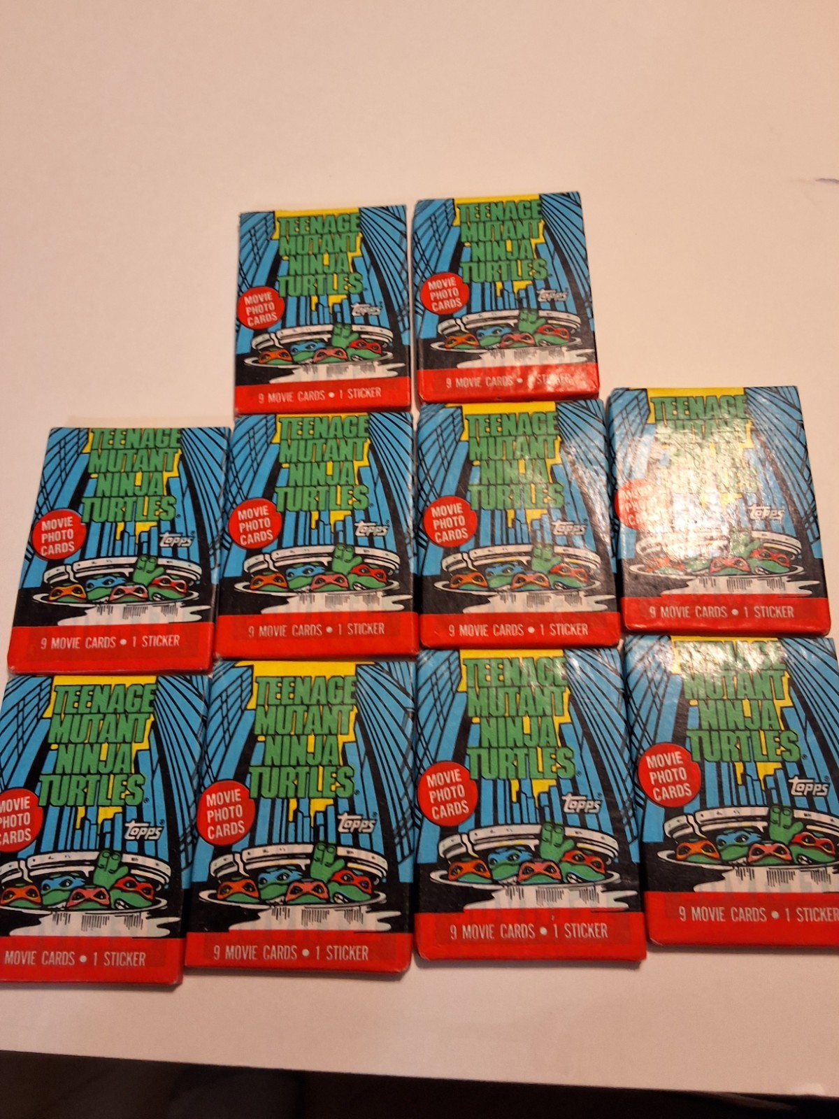 TOPPS 1990 TEENAGE MUTANT NINJA TURTLES MOVIE TRADING CARDS WAX PACKS x10 NOS TOPPS 1990 TEENAGE MUTANT NINJA TURTLES MOVIE TRADING CARDS WAX PACKS x10 NOS