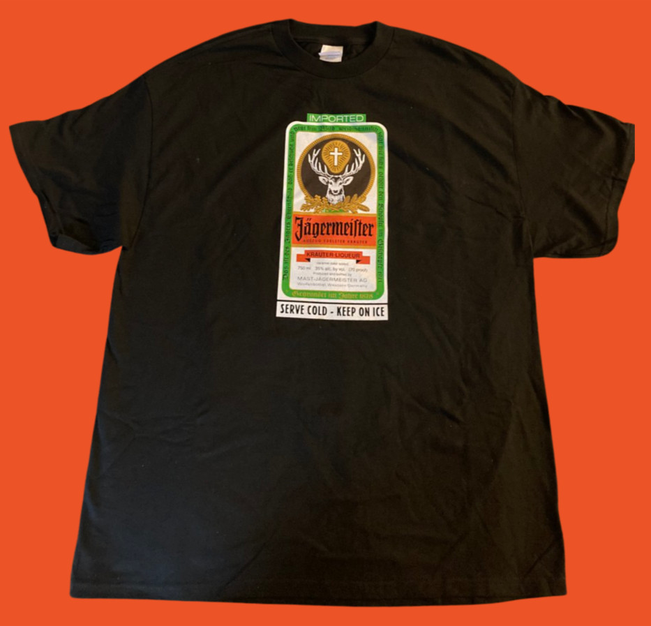Jagermeister Logo & Bottle Label Black T-Shirt -New