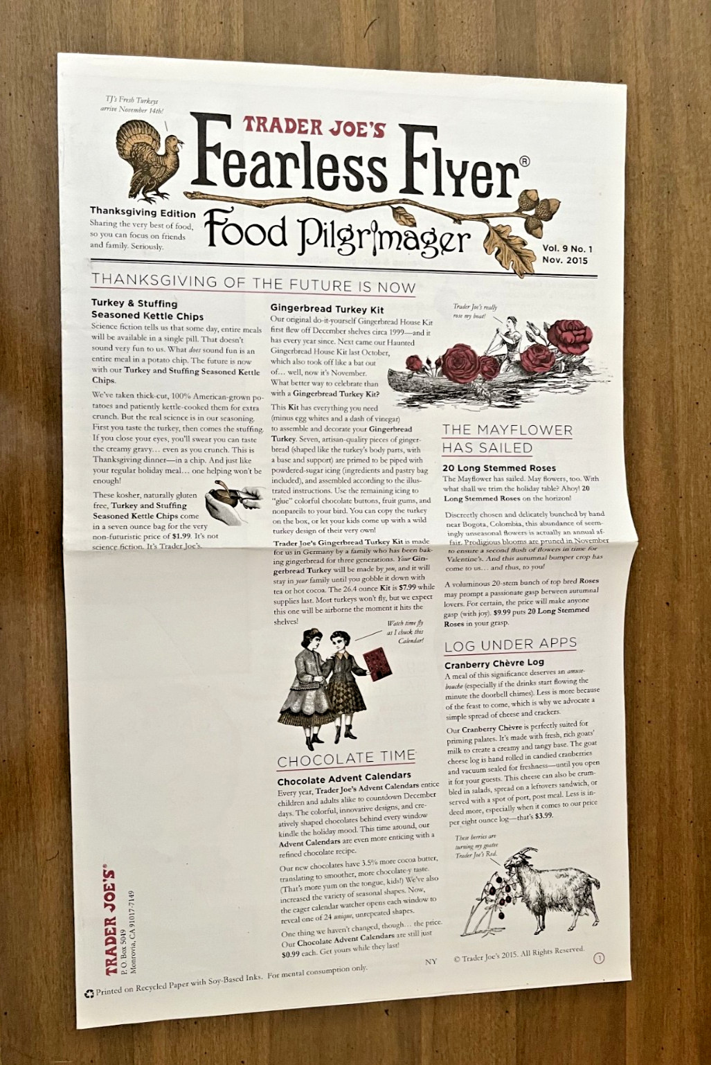 Trader Joe\'s Fearless Flyer Food Pilgrimager-Grocery Newsletter November 2015 Trader Joe\'s Fearless Flyer Food Pilgrimager-Grocery Newsletter November 2015
