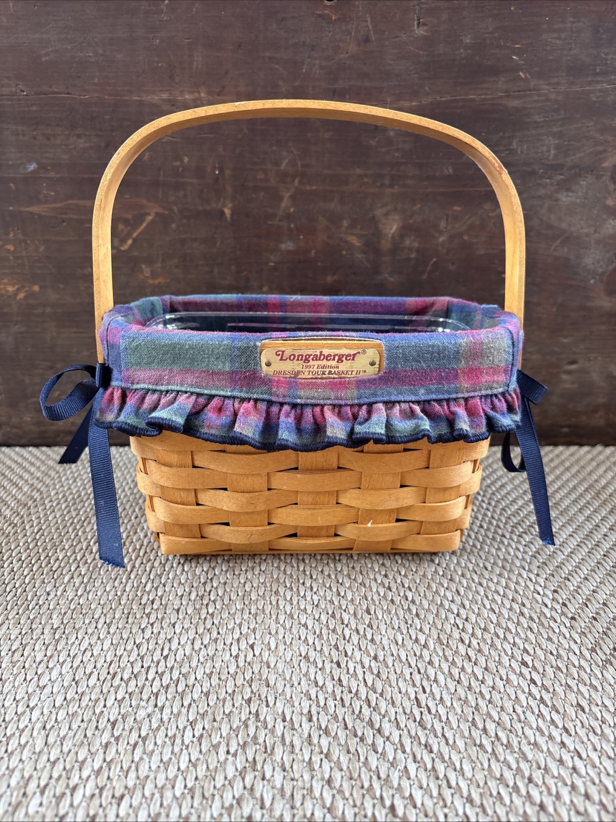 Longaberger Dresden Tour Basket II  1997 Cloth & Plastic Liner