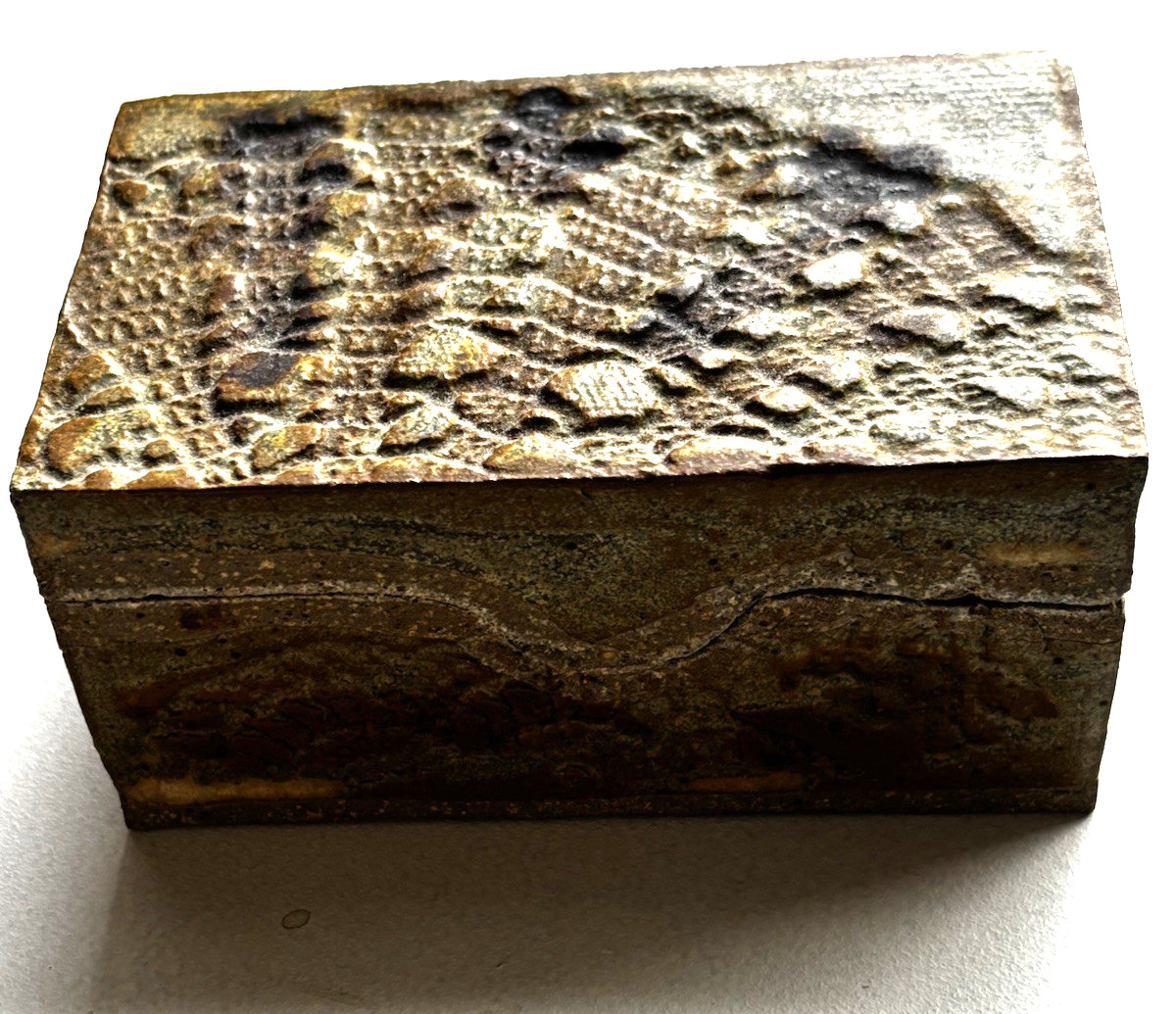 Handmade Studio Pottery Lidded Box Textured Carved Ceramic Signed Handmade Studio Pottery Lidded Box Textured Carved Ceramic Signed