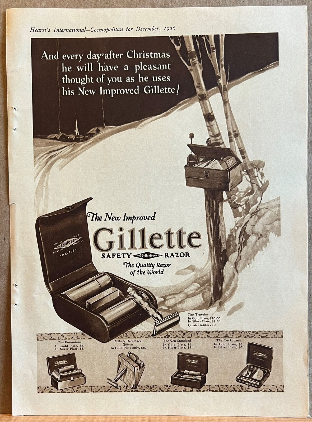 1926 Gillette Safety Razor Print Ad After Christmas He Will Have Pleasant Though