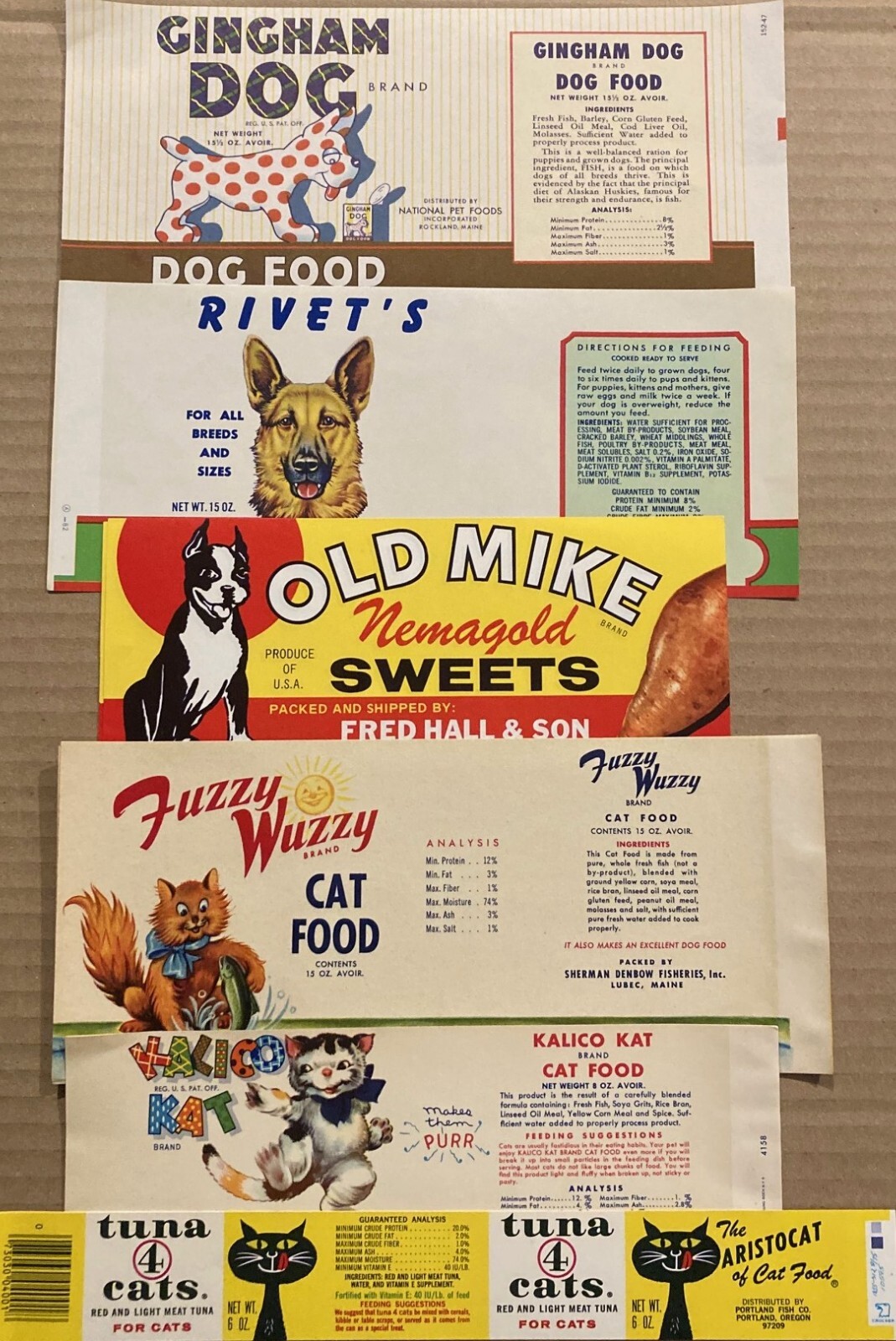 Vintage LOT of 6 Labels for Cat & Dog Lovers. Just Look at Those Beautiful Pets