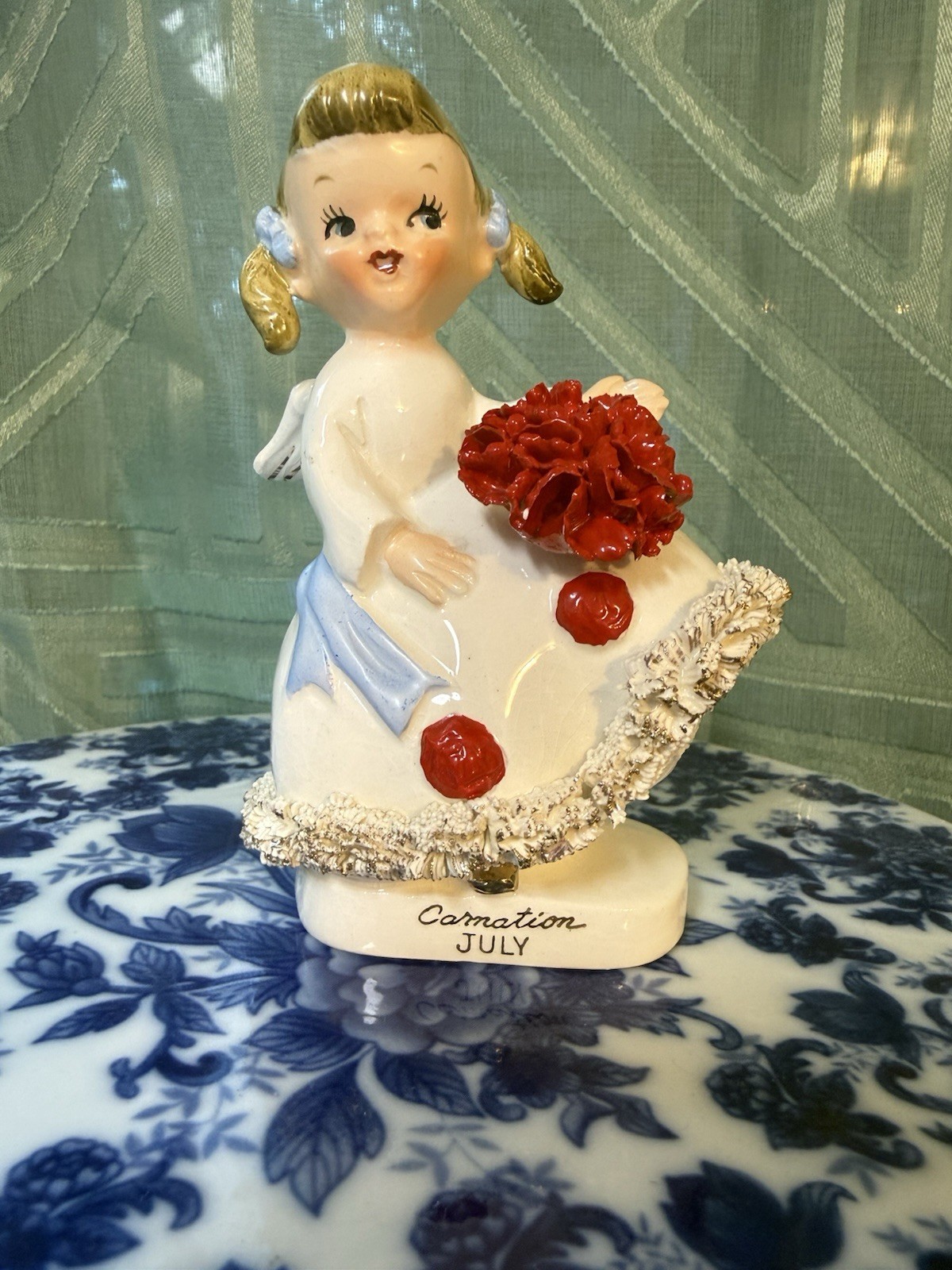 Vintage Consco Marilyn Exclusive Carnation July Girl Angel Figurine Vintage Consco Marilyn Exclusive Carnation July Girl Angel Figurine