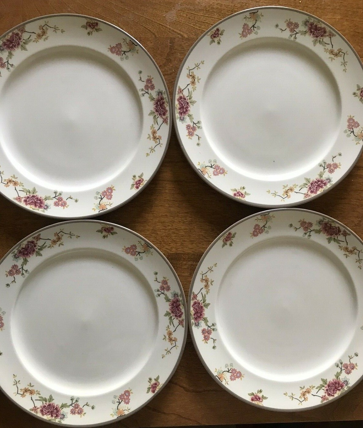 VTG Mayer China USA Asian Floral Rims Luncheon Plates 8 7/8\