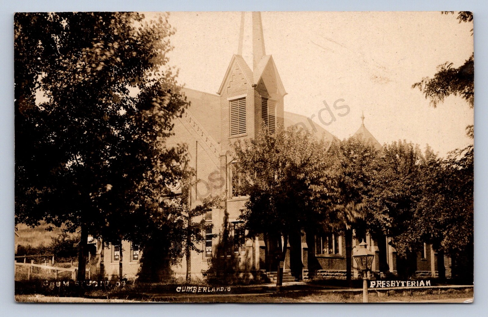 J87/ Cumberland Ohio RPPC Postcard c10 Cambridge Presbyterian Church 1879
