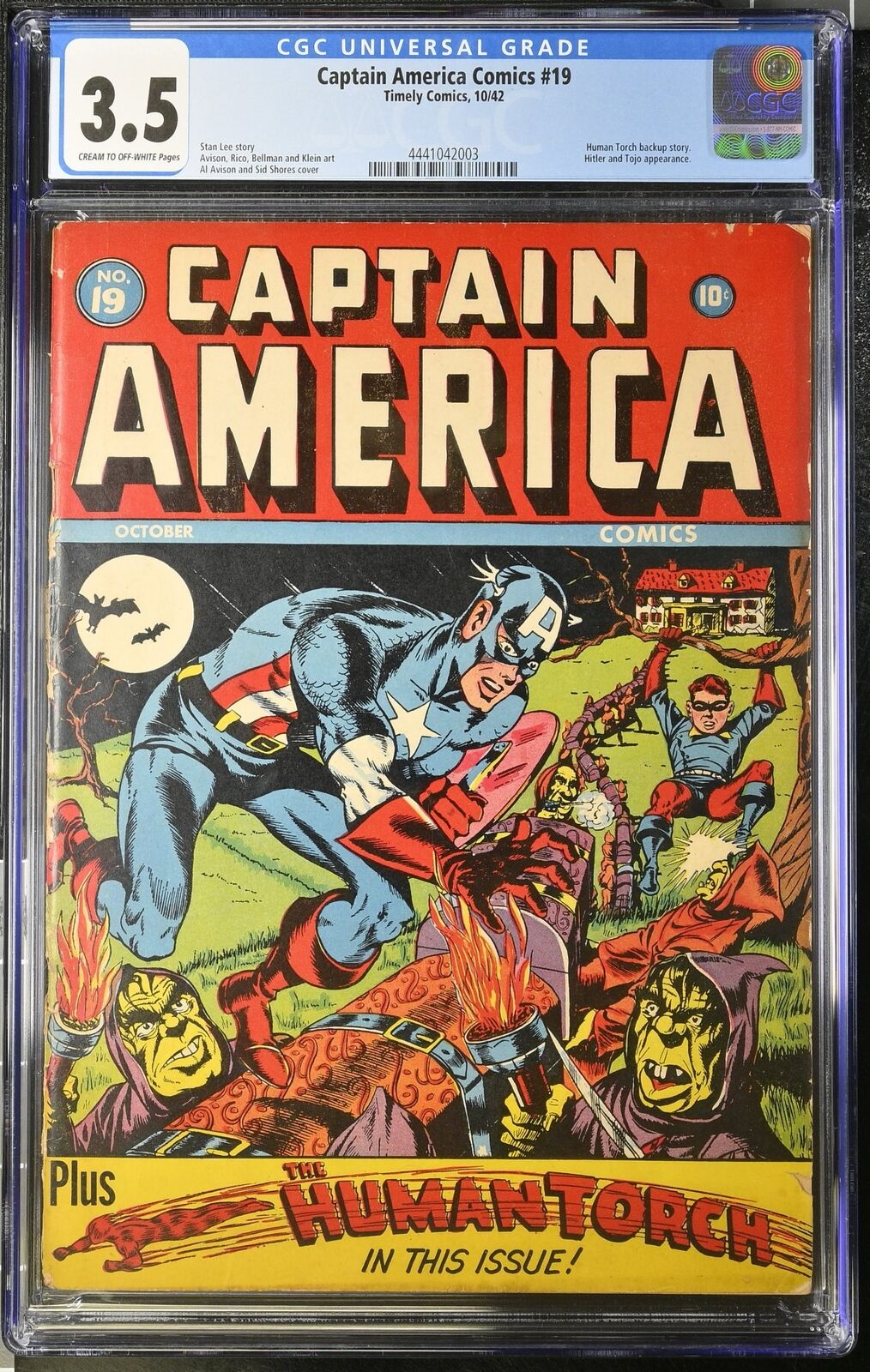 Captain America Comics #19 CGC VG- 3.5 Human Torch Appearance Timely 1942